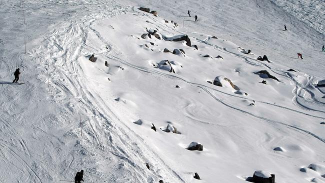 The rocks between the slopes where former seven-time Formula One champion Michael Schumacher injured his head during a ski ac...