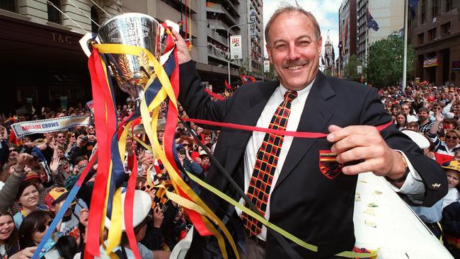 Malcolm Blight with the Crows’ grand final premiership cup in 1997.
