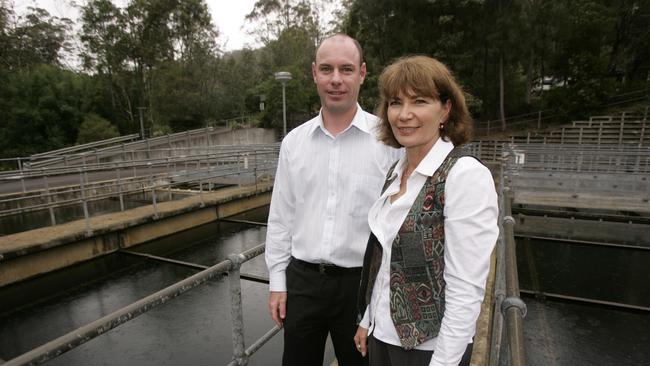 Cheryl Marvell, manager of Hornsby Sewage Treatment Plant with Iain Fairbairn, Plant Manager of Penrith Sewage Treatment Plant, at the West Hornsby Sewage Treatment Plant.