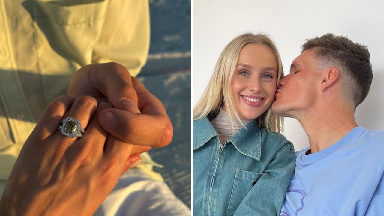 ‘Oh my’: AFL player pops question with massive engagement ring