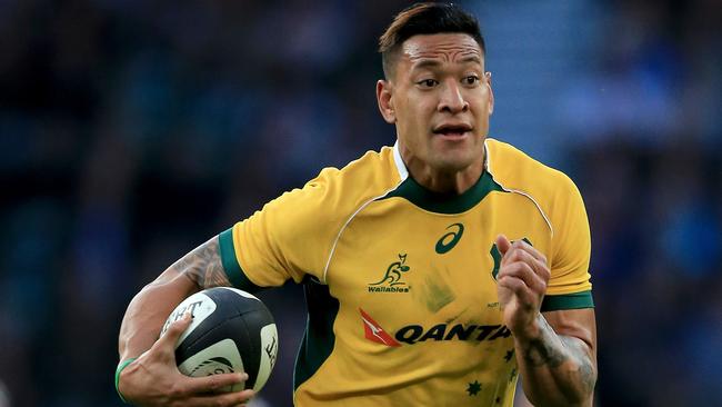 LONDON, ENGLAND - NOVEMBER 01: Israel Folau of Australia during The Killik Cup match between the Barbarians and The Australian Wallabies at Twickenham Stadium on November 1, 2014 in London, England. (Photo by David Cannon/Getty Images)