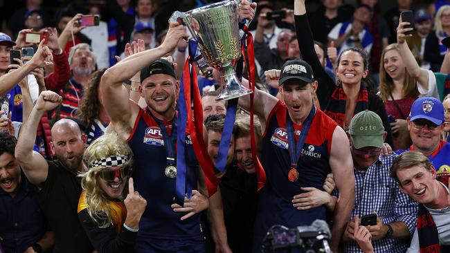 Only fans in Perth got to celebrate with the AFL premiership cup. Picture: Michael Klein