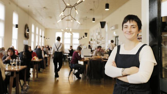 Agrarian Kitchen chef Ali Currey-Voumard in the restaurant. Picture: MATHEW FARRELL