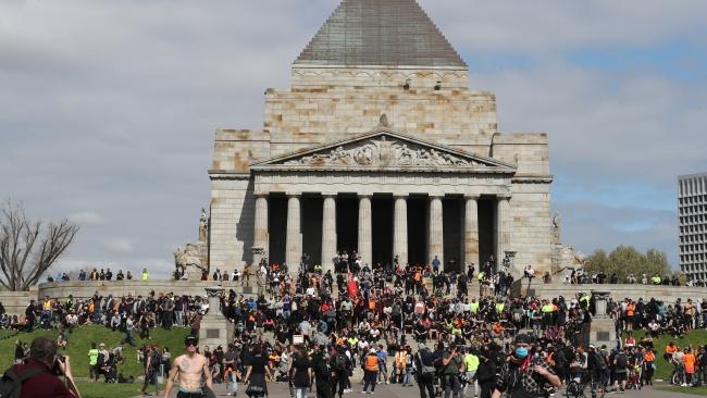 A smaller crowd than yesterday, but still significant. Picture: David Crosling