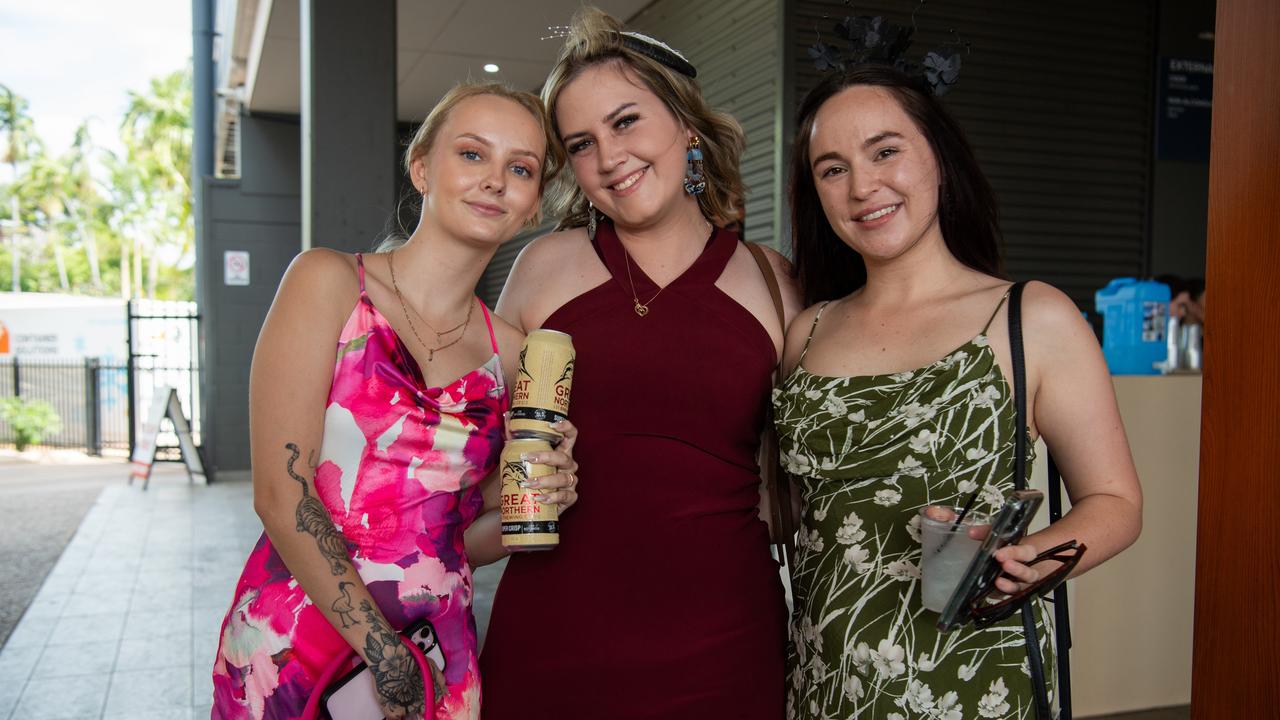 Nikita Kerney, Michelle Coleman and Sasha Patard at the 2024 Darwin Cup. Picture: Pema Tamang Pakhrin