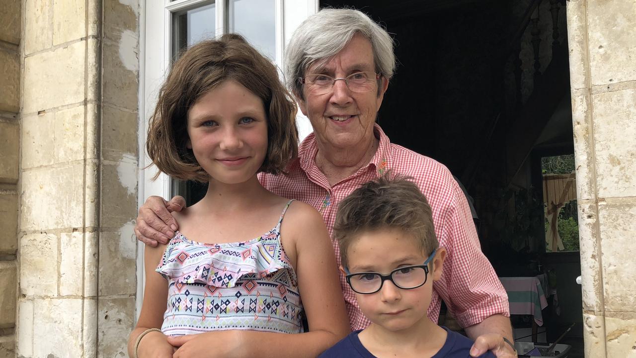 Madame de Francqueville and her grandchildren at Wargnies chateau where Arthur James Adams was billeted — and where German soldiers stayed in WWII. Picture: Justin Lees