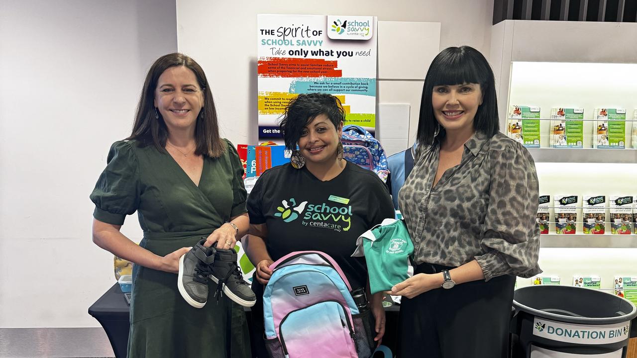 Cairns Candidate Yolonde Entsch with Andrea Obeyesekere from Centracare FNQ and Shadow Minister for Cost of Living Deborah Frecklington at the announcement of their $1.4m investment to School Savvy. Picture: Emma Cam