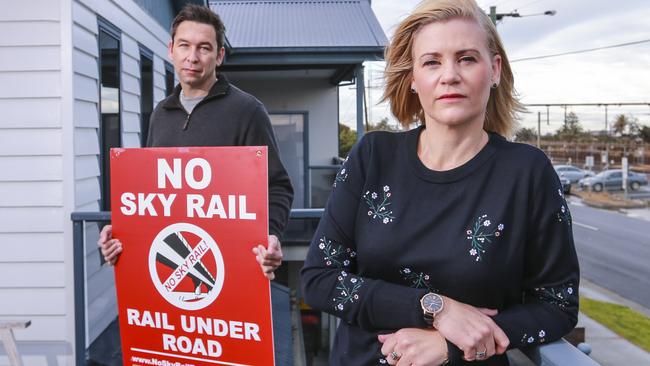 Bec Swinton and her partner Iain Collins are selling their Carrum ‘dream home’ because of sky rail. Picture: Wayne Taylor