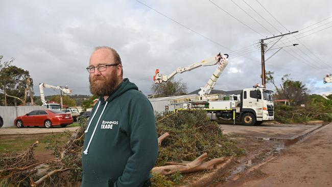 Salisbury resident David Taylor surveying the damage after the ‘tornado’. Picture: Keryn Stevens