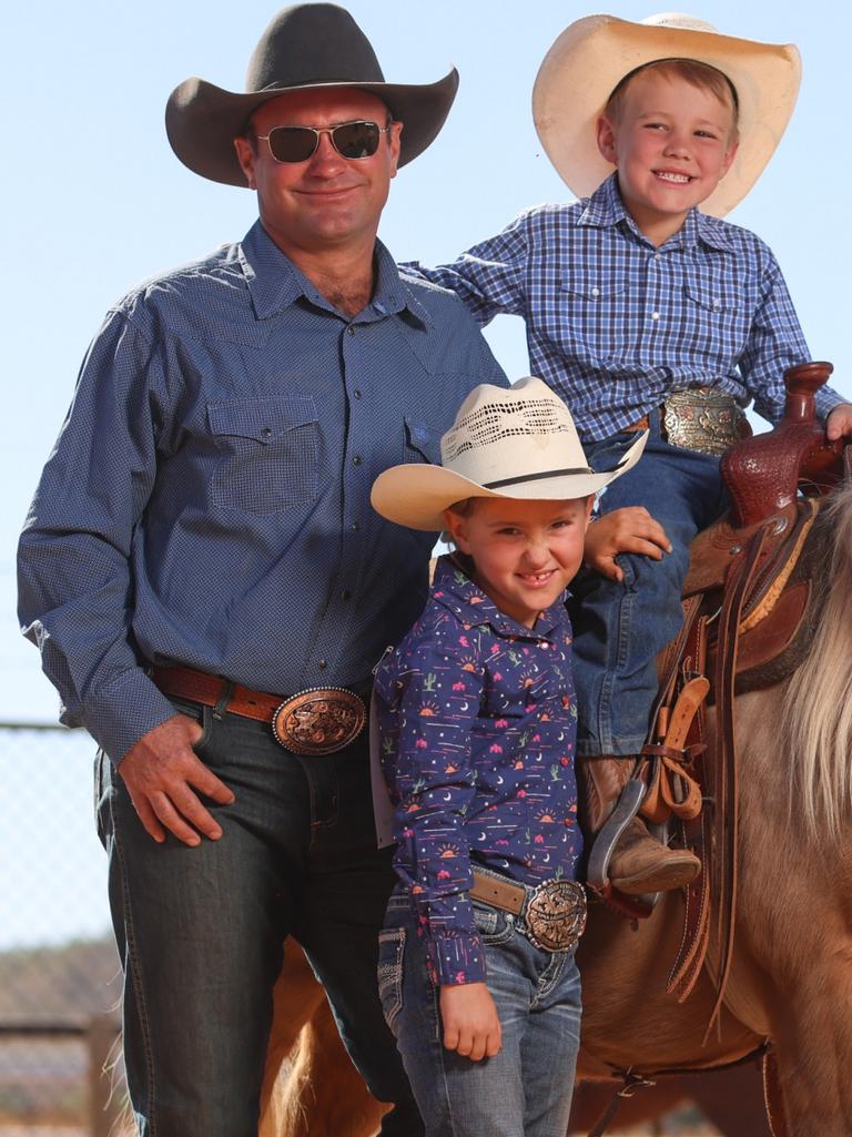 The Caldwell family - Steve, Georgia, Austin and Jo at Mount Isa Mines Rodeo. Picture: Peter Wallis