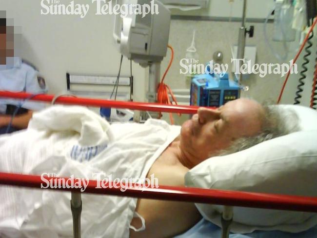 Never-before-seen images of Backpacker killer Ivan Milat as he lays in a hospital bed in Goulburn in 2009 after cutting his own finger off.