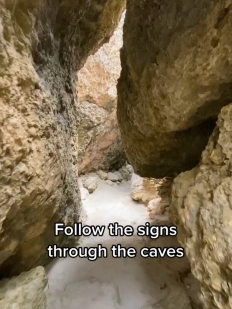 You have to make your way through narrow caves. Picture: TikTok