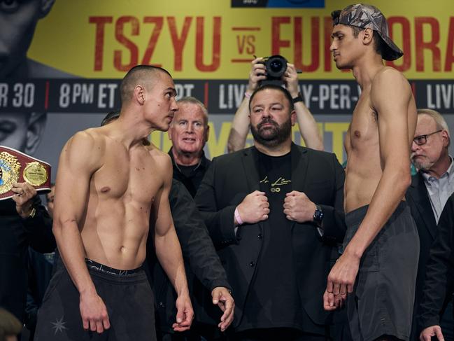 Tim Tszyu stares down Sebastian Fundora. Picture: Supplied