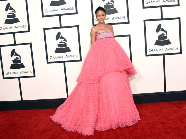 Rihanna very rarely does pretty in pink.