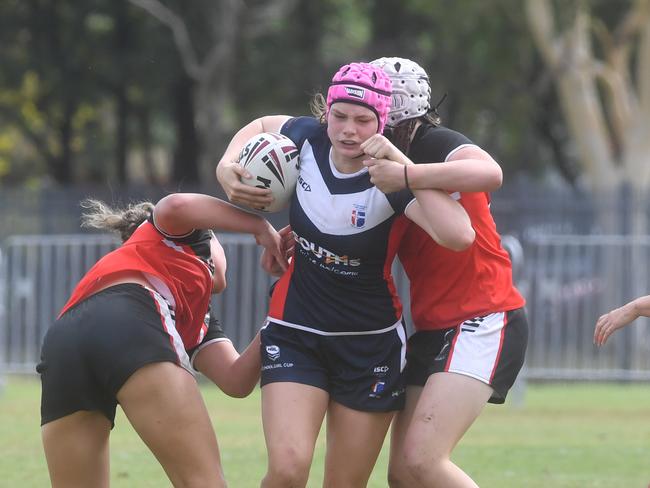 Kirwan State High School hosts St Patrick's College, Mackay, in round 1 of the 2025 Aaron Payne Cup. Senior Girls. Picture: Evan Morgan