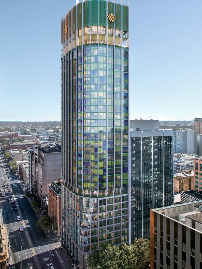 Artist's impression of Wyndham Grand hotel at Equinox Property $150m tower development on the corner of King William and Currie streets, Adelaide. Supplied by Wyndham Hotels