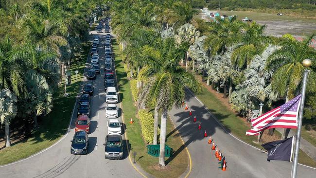 Cars lining up at a Covid-19 testing site at the Zoo Miami site in Florida. Picture: AFP