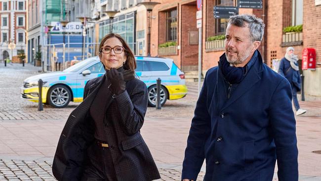 Crown Prince Frederik of Denmark and Crown Princess Mary of Denmark arrive for High Mass at Aarhus Cathedral, Denmark, on Christmas Day. Picture: Mikkel Berg Pedersen / Ritzau Scanpix / AFP