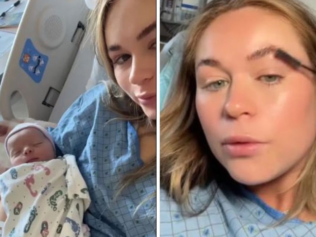 Kylen put makeup on before giving birth. Picture: TikTok/@kylensuttner