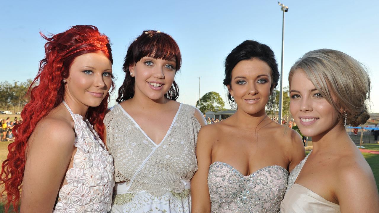 Hannah Payne, Amy Baldwin, Steph Black and Clare Martin at the Bundaberg High School Prom. Photo: Scottie Simmonds/NewsMail