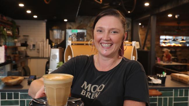 People in Tedder Ave Main Beach give their opinion on the border opening uncertainty. Hot Shott Cafe Supervisor Holly Higgins.  Picture Glenn Hampson