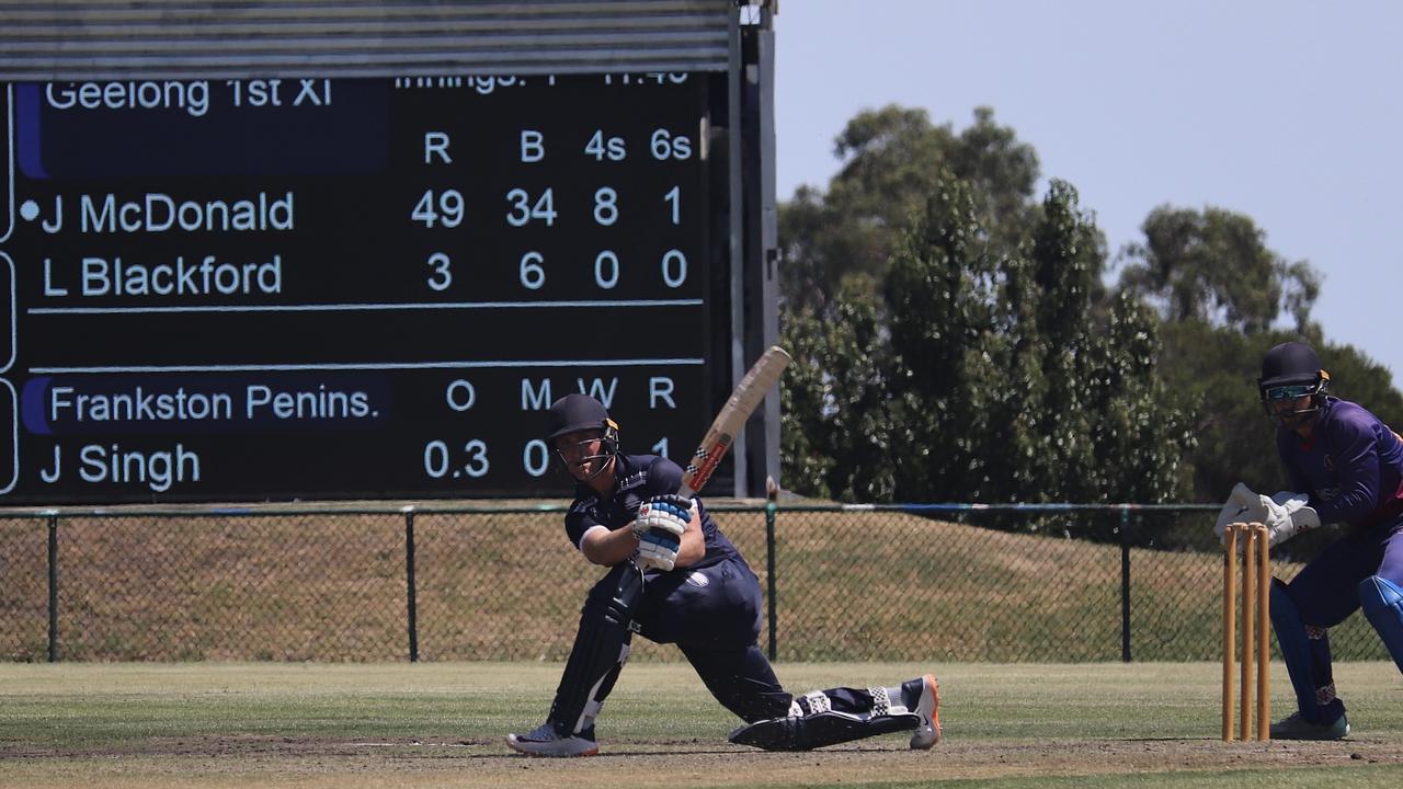 Geelong opener Josh McDonald made 56 off just 43 balls. Picture: Carey Neate.