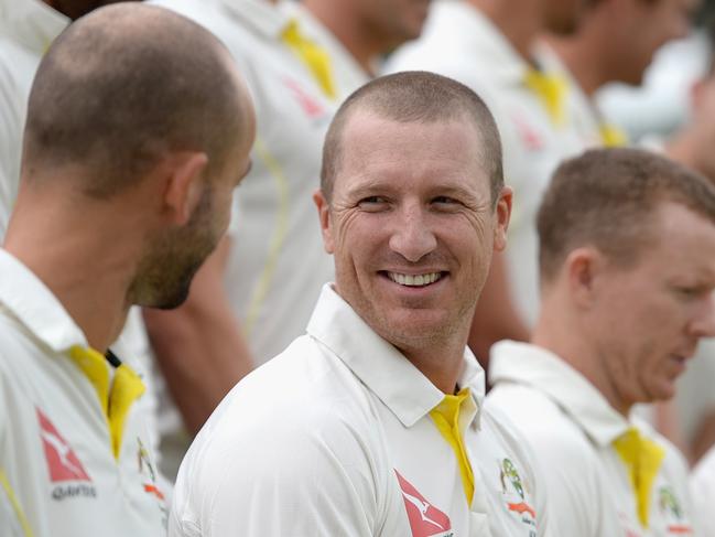 LONDON, ENGLAND - JULY 15: Brad Haddin of Australia poses for team photo ahead of a nets session ahead of the 2nd Investec Ashes Test match between England and Australia at Lord's Cricket Ground on July 15, 2015 in London, United Kingdom. (Photo by Gareth Copley/Getty Images)