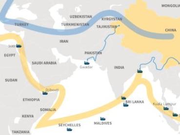 This map details China's One Belt One Road initiative.