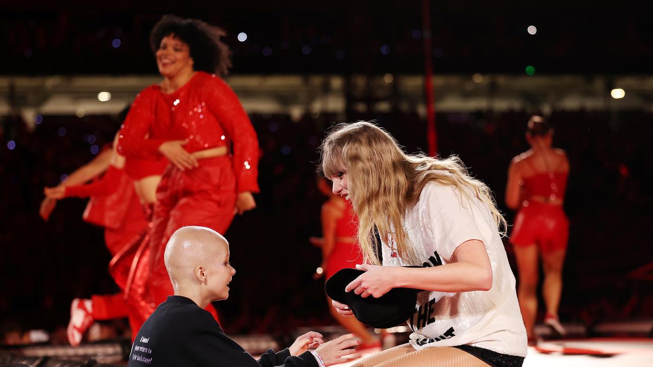 Scarlett Oliver captivated the world when she received a hat from Taylor Swift during her performance at Accord Stadium in Sydney on February 23. Picture: Don Arnold/TAS24/Getty Images for TAS Rights Management
