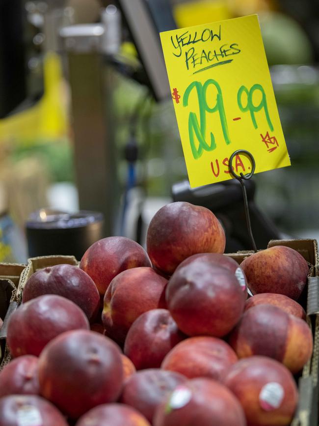 Peaches are selling for $30/kg. Picture: Naomi Jellicoe