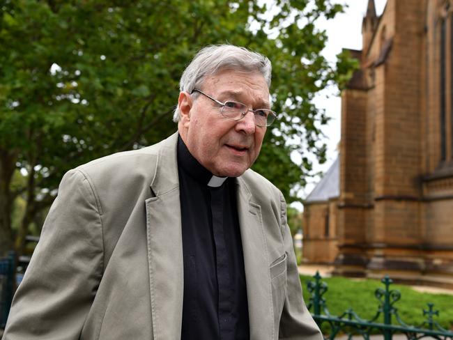 Cardinal George Pell outside St Mary's Cathedral today. Picture: AAP