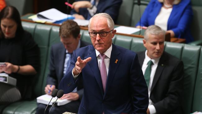 Malcolm Turnbull in question time this afternoon. Picture: Kym Smith