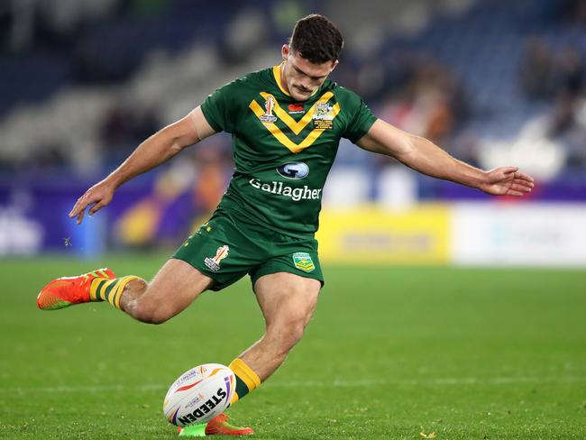 Nathan Cleary has been uncharacteristically inaccurate at the World Cup. Picture: Jan Kruger/Getty Images for RLWC