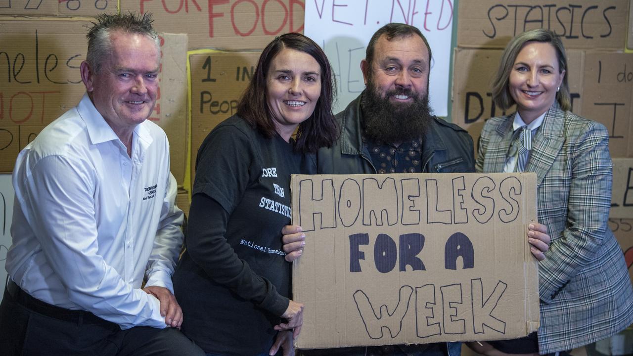 (From left) Daryl Nicholson, Tiff Spary, Nat Spary and Jacqui Armstrong at the Homeless for a Week launch at Base Services. Picture: Nev Madsen.