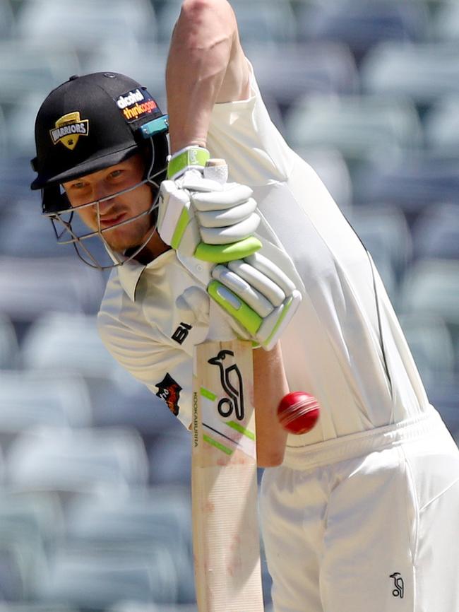 Cameron Bancroft shows the defence that helped him carve out a double ton. Picture: AAP