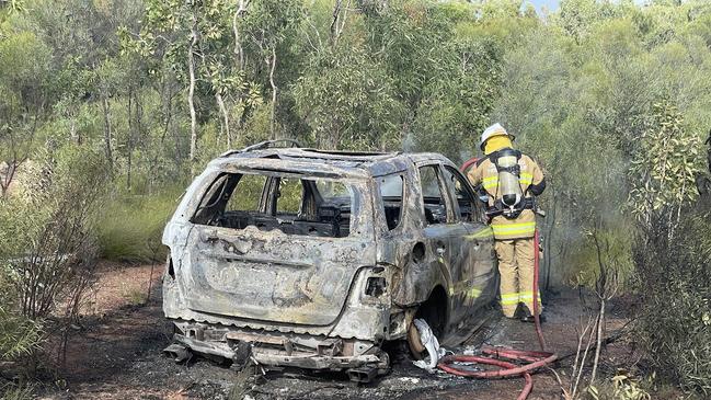 Emergency crews extinguished a vehicle that was on fire at Jochheims Rd in Bowen on Tuesday, April 23, 2024. Picture: Estelle Sanchez