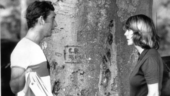 Prince Charles and Camilla Parker-Bowles at a polo match in 1975.