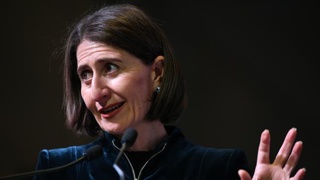 NSW Premier Gladys Berejiklian delivers an address to the Western Sydney Business Connection lunch at Warwick Farm. Picture: Dan Himbrechts