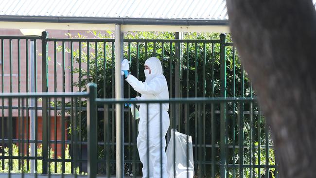 A photo of a school being deep cleaned during the peak of the pandemic.