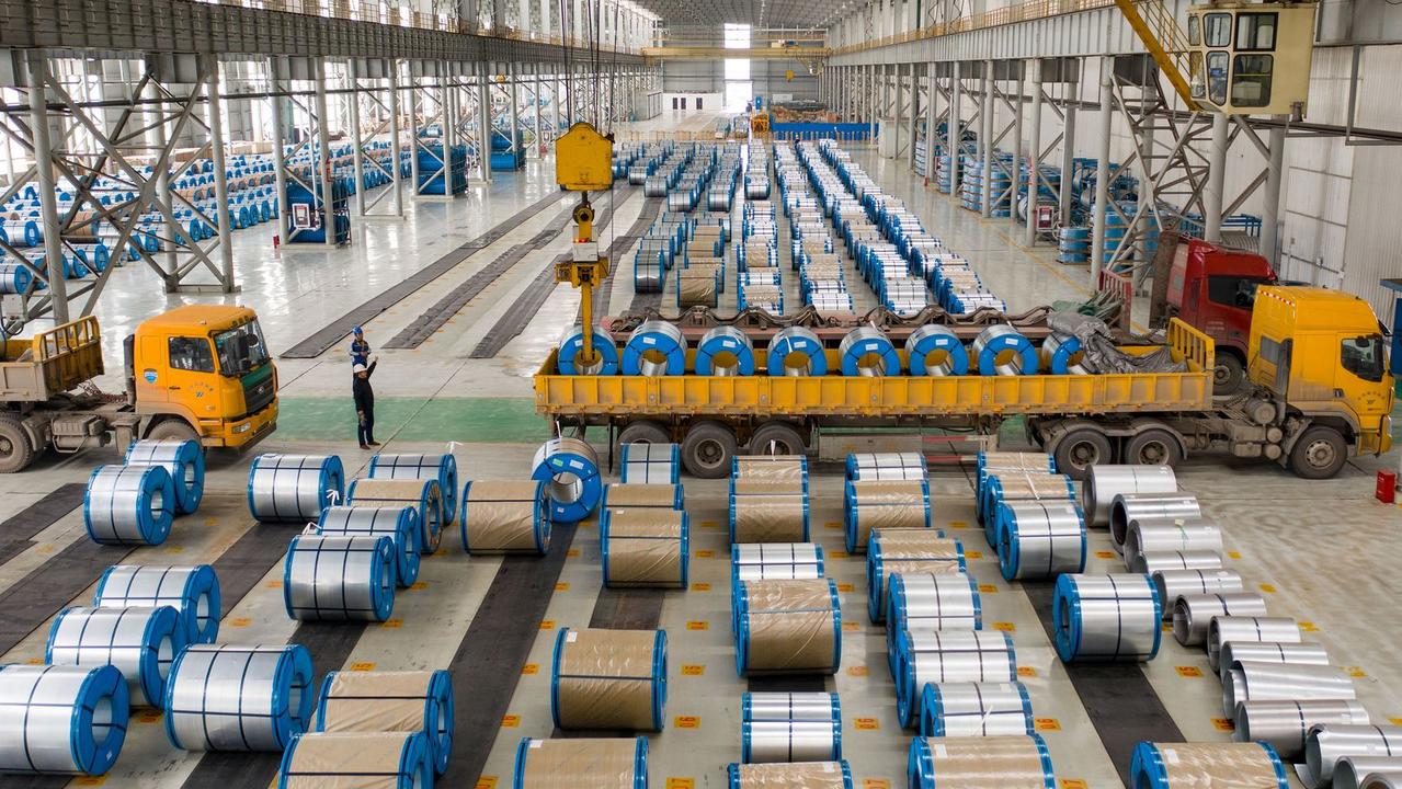 Steel coils at an MA Steel warehouse in China’s Anhui Province, yet the Chinese government has called for steel production to be slowed down. Picture: Ruan Xuefeng/VCG/Getty Images