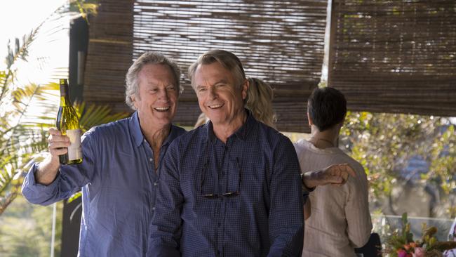 Old mates Bryan Brown and Sam Neill. Picture: Universal Pictures.