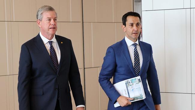 Brisbane, 16 January 2025. Queensland Premier David Crisafulli and Health Minister Tim Nicholls during a press conference in Brisbane. Picture: Supplied