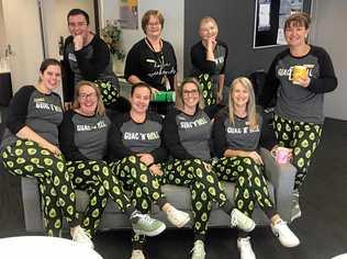 Commonwealth Bank Hervey Bay Branch staff (back) Kaine Jabocs, Judy Shonhan, Kylie Edwards, (front) Renee Walmsley, Kerrie Vandersee, Sarah Felton, Anj Currie, Helen Flynn and Kylee McInerney. Picture: Contributed
