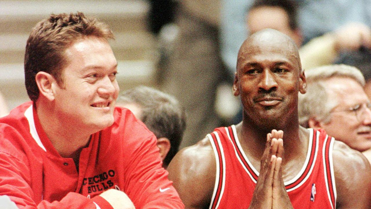 Luc Longley &amp; Michael Jordan.