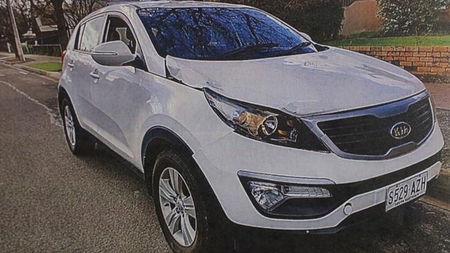 Images of Lauren Willgoose’s white Kia Sportage tendered in court. Picture: NCA NewsWire / Dean Martin