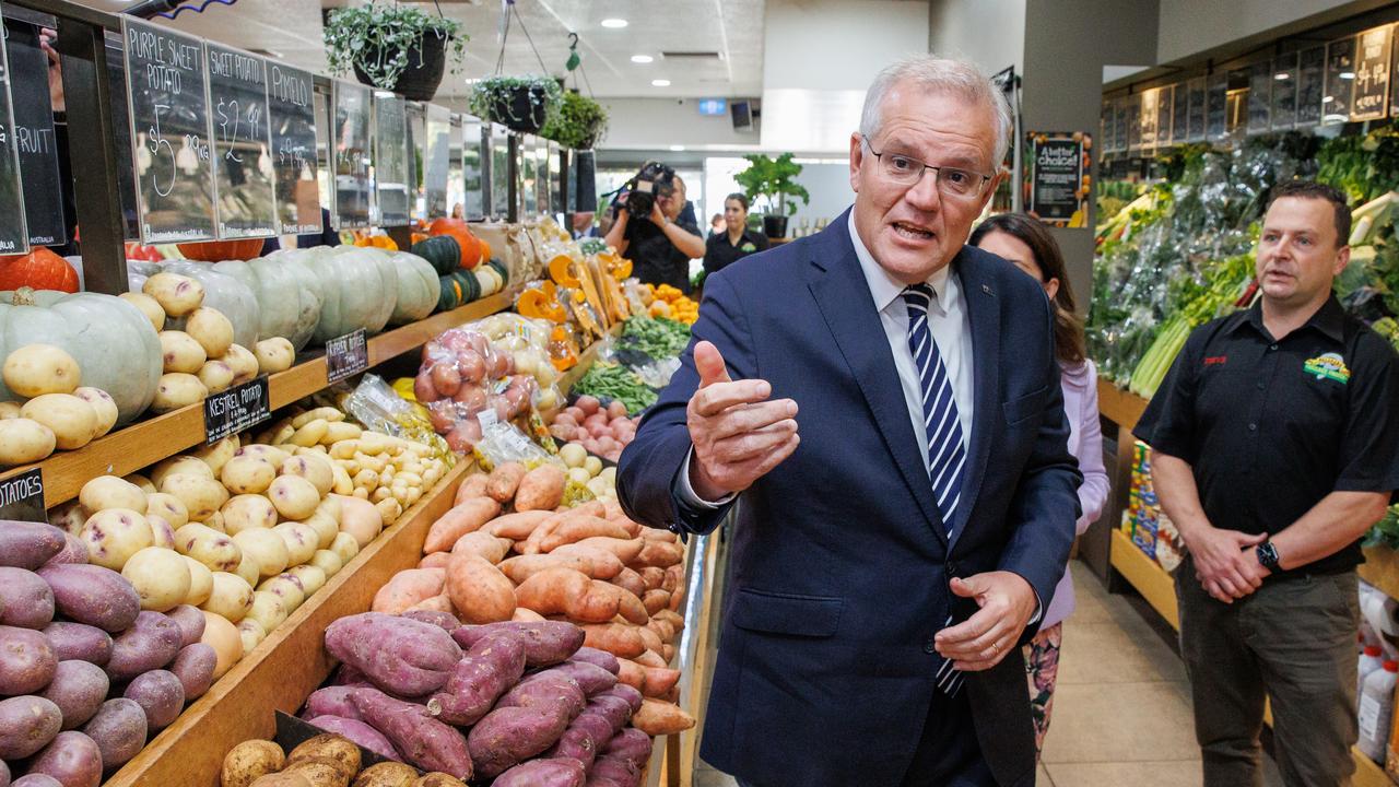 Prime Minister Scott Morrison says tax cuts will act as a shield against cost of living pressures, including the interest rate rise. Picture: Jason Edwards