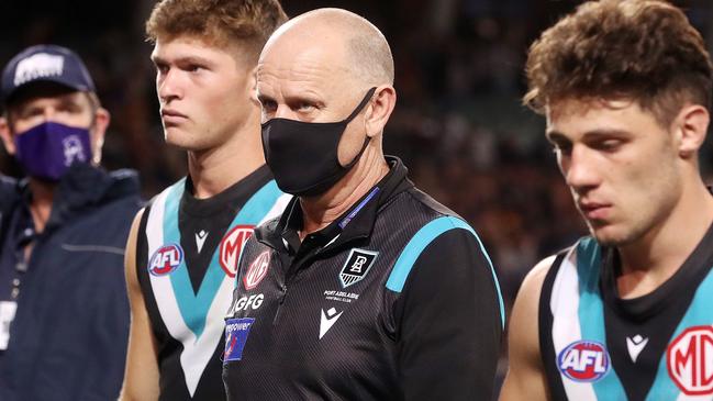 Embattled Port Adelaide coach Ken Hinkley has been given public support by the club. Picture: AFL Photos/Getty Images