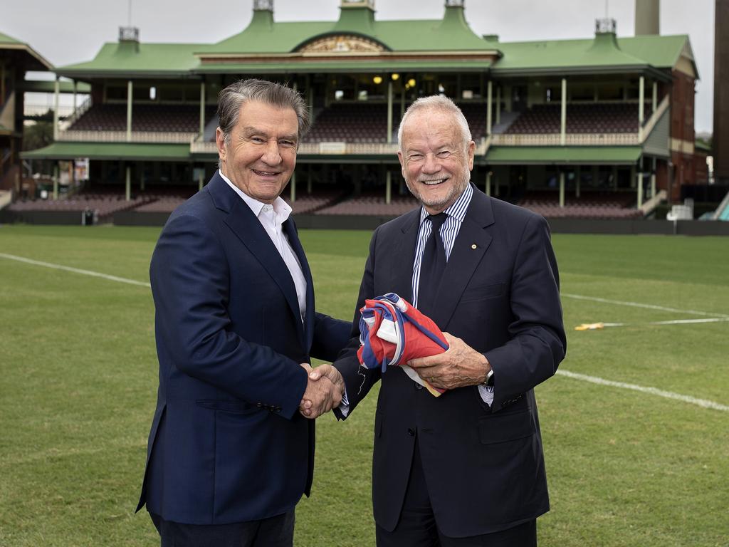 SCG Trust Chair Tony Shepherd (right) with Nick Politis.