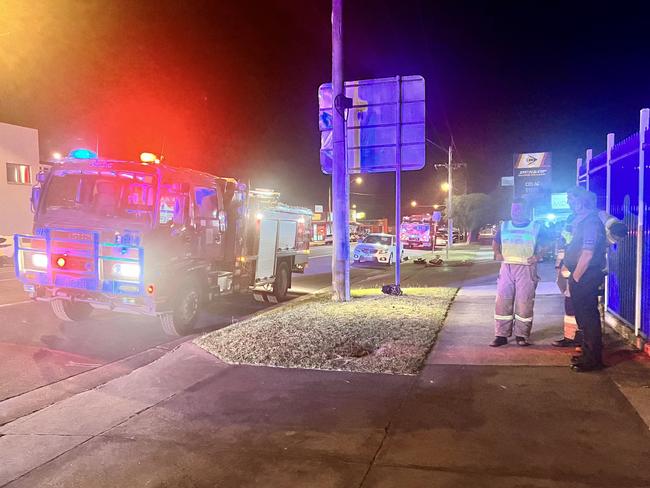 Police and CFA were called to the scene just after 10pm on Monday night to respond to a gas leak at a Colac business. Picture: Jack Colantuono