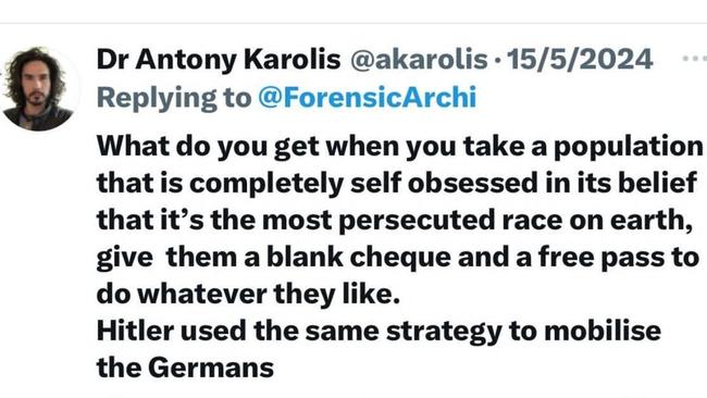 Some of the tweets shared by an X account purporting to be Dr Karolis. Picture: X